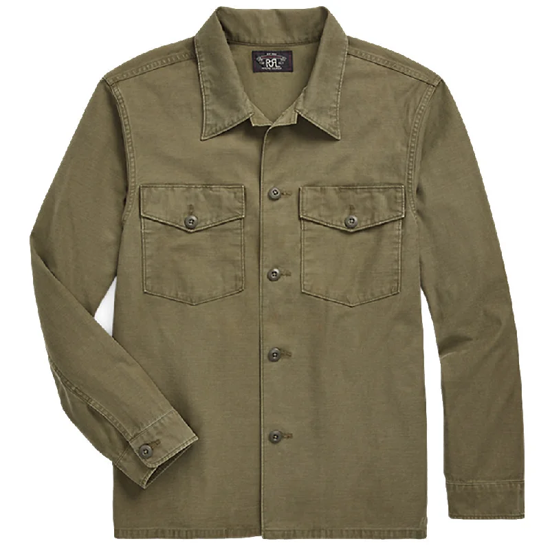 Double RL『REVERSE-SATEEN OVERSHIRT』(OLIVE) Laid