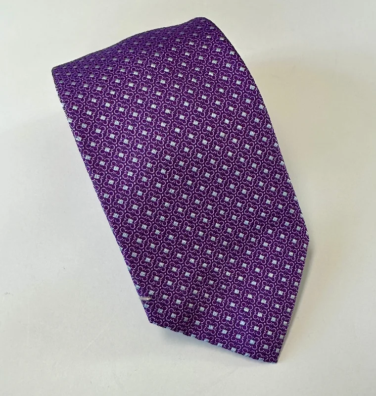 David Donahue Tie - Purple Grid Artistic Men's Avant