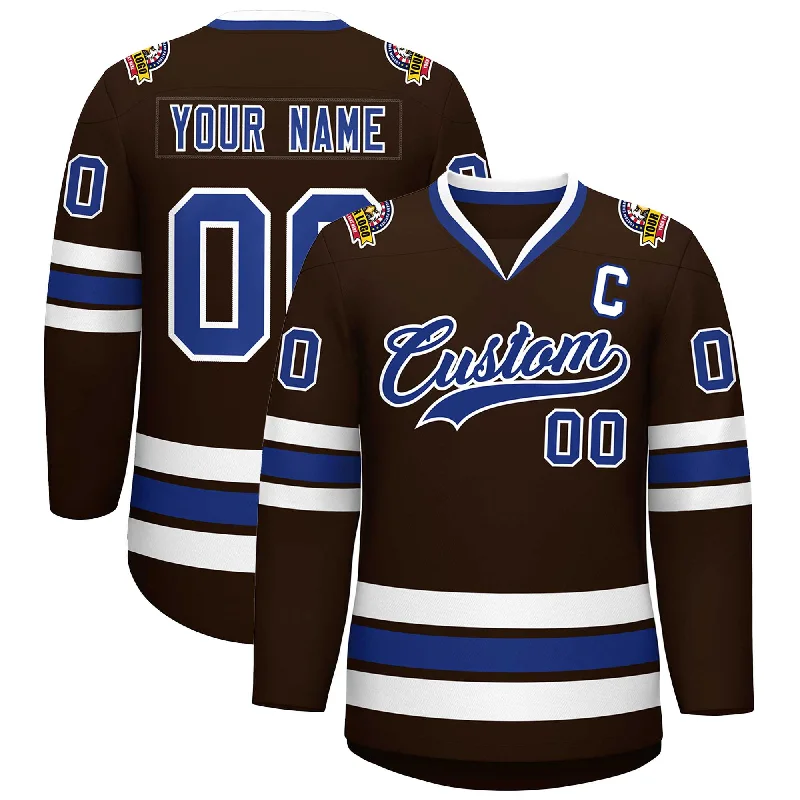 Custom Brown Royal-White Classic Style Hockey Jersey Elegant Men's Formal 