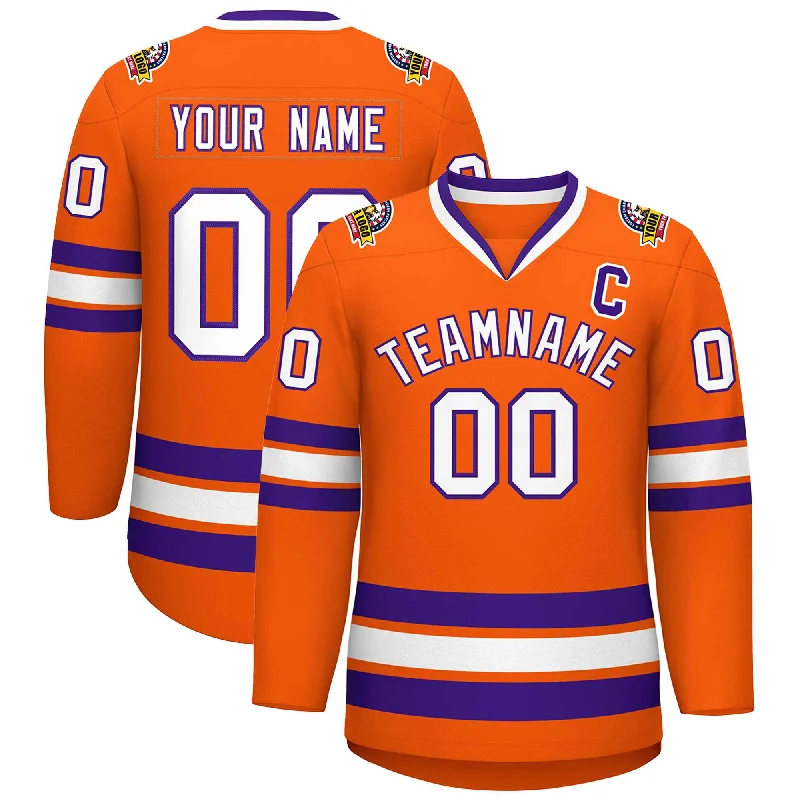 Custom Orange White-Purple Classic Style Hockey Jersey Minimalist Men's Casual 