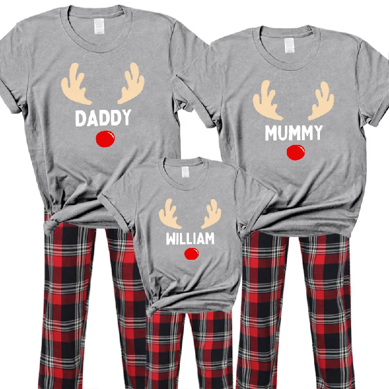 Reindeer Family Yuletide Pyjama Tee & Pant Set Elegant Men's Formal 