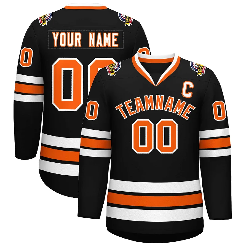 Custom Black Orange-White Classic Style Hockey Jersey Artistic Men's Avant