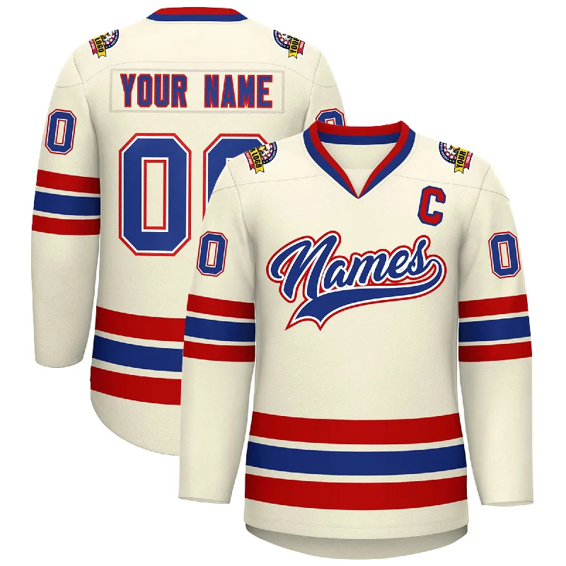 Custom Khaki Royal White-Red Classic Style Hockey Jersey Rugged Men's Outdoor 