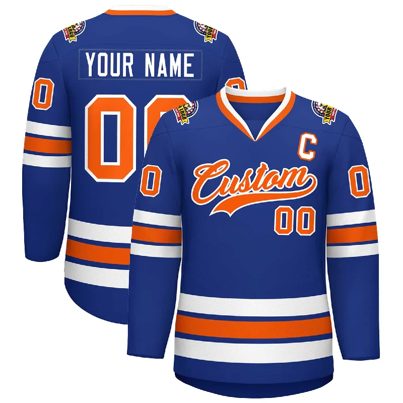 Custom Royal Orange-White Classic Style Hockey Jersey Preppy Men's College