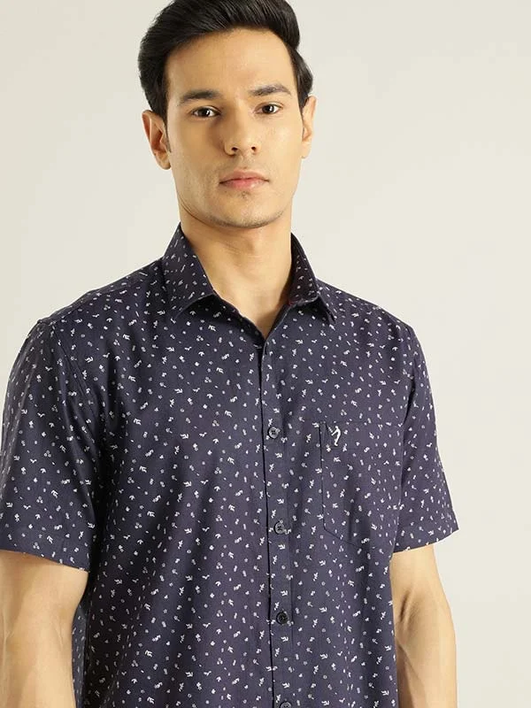 Men Printed Half Sleeve Cotton Shirt Modern Men's 