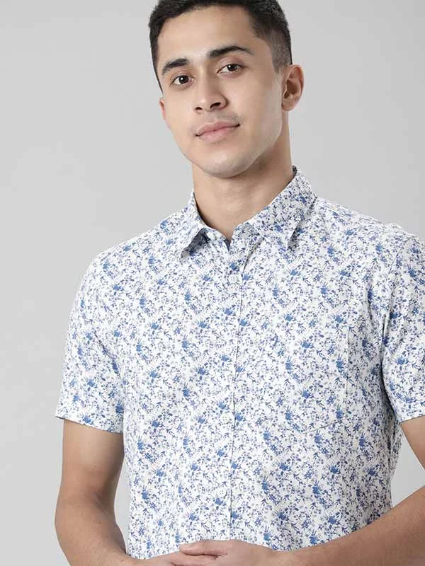 Men Printed Half Sleeve Cotton Shirt Stylish Men's Tropical 