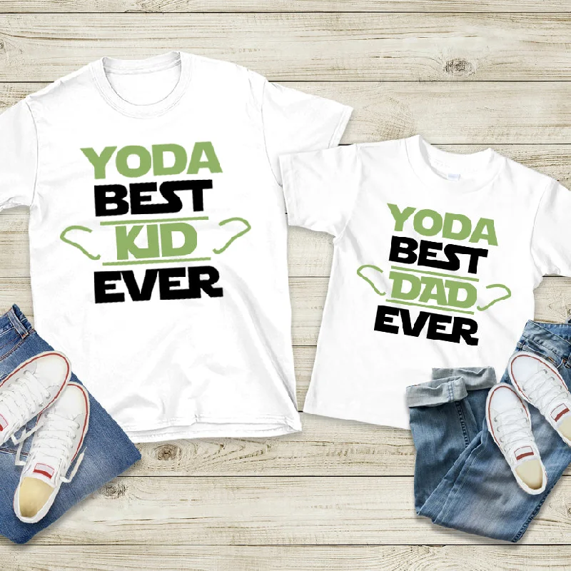 Yoda Best Dad & Kid Matching White T-Shirts Earthy Men's Hemp