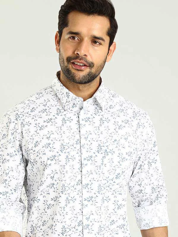 Men Printed Full Sleeve Cotton Stretch Shirt Elegant Men's Formal 