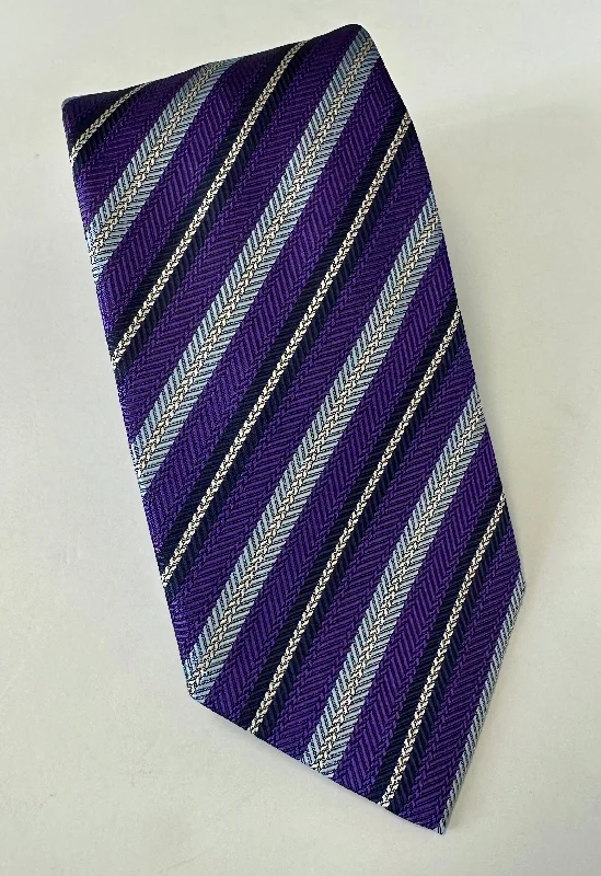 David Donahue Tie - Purple Stripe Elegant Men's Formal 