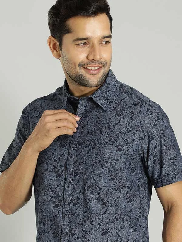 Men Printed Half Sleeve Cotton Shirt Monochromatic All