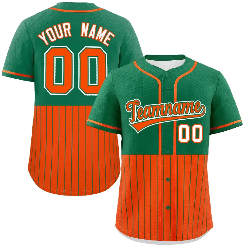 Custom Kelly Green Orange Personalized Half Stripe Design Authentic Baseball Jersey Hip Men's Retro