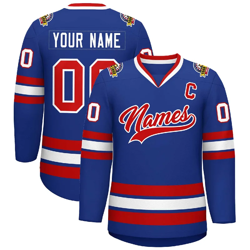 Custom Royal Red-White Classic Style Hockey Jersey Gym