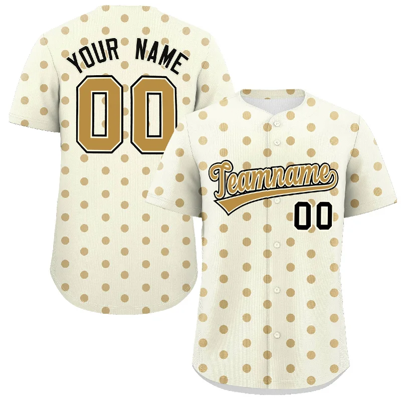 Custom Cream Old Gold Personalized Polka Dot Graffiti Pattern Authentic Baseball Jersey Confident Men's Power