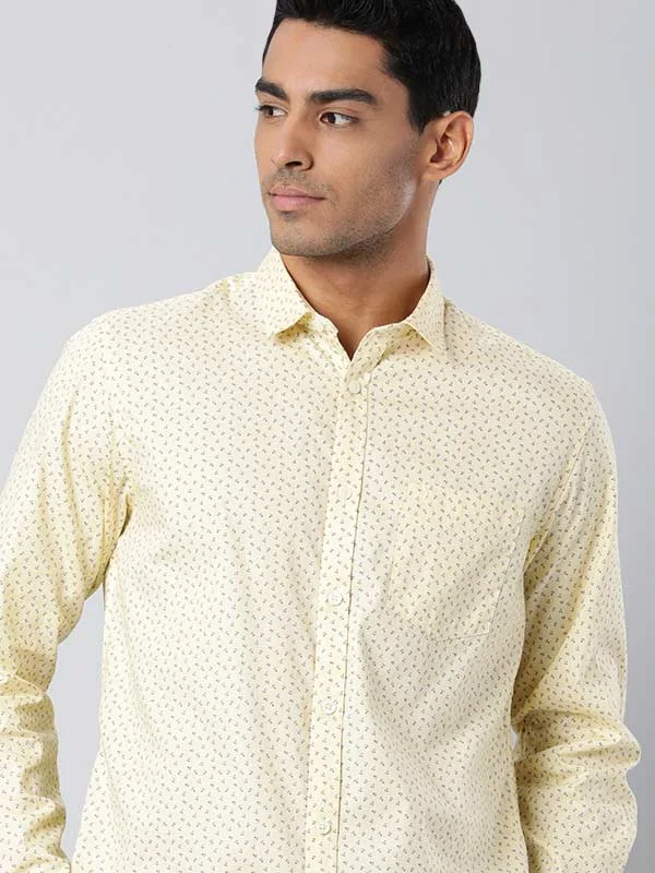 Men Printed Full Sleeve Cotton Stretch Shirt Earthy Men's Sustainable 