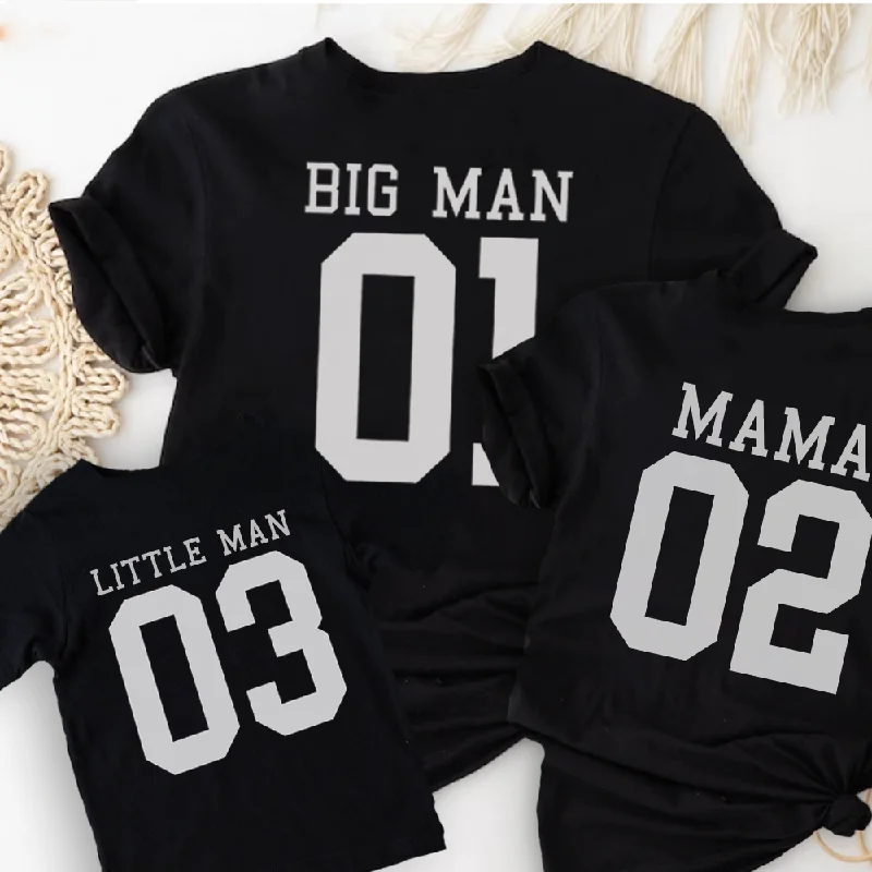 Big Man, Mama & Little Man Matching Black T-Shirts Dynamic Men's High