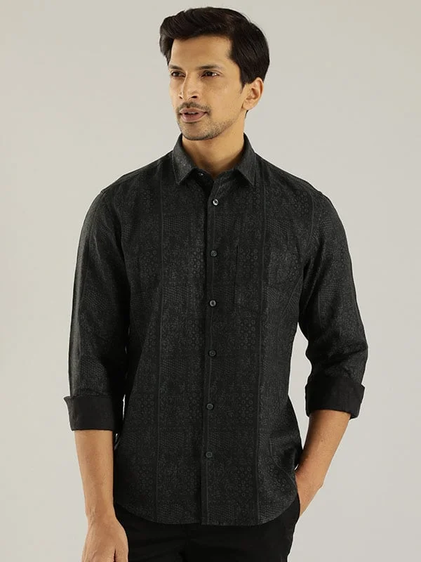 Men Printed Full Sleeve Linen Shirt Hip Men's Urban