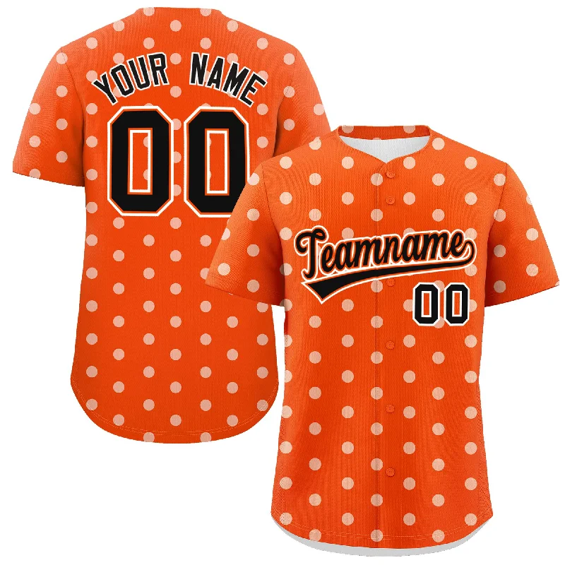 Custom Orange White Personalized Polka Dot Graffiti Pattern Authentic Baseball Jersey Sharp Men's Italian