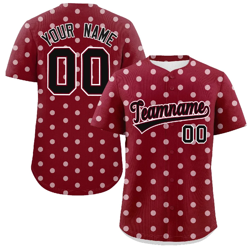 Custom Crimson White Personalized Polka Dot Graffiti Pattern Authentic Baseball Jersey Bohemian Men's Free