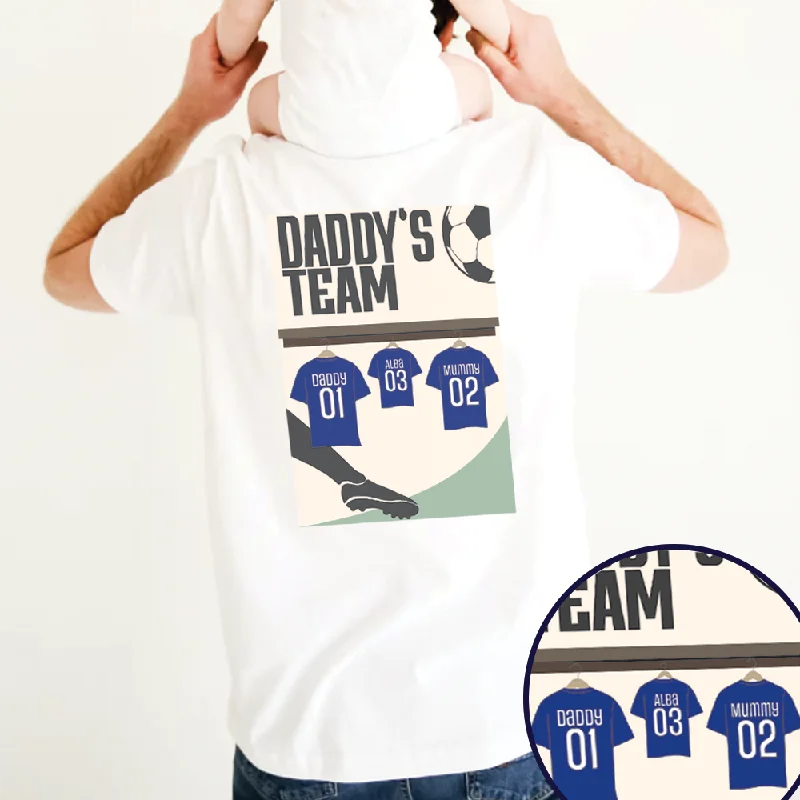 Blue Daddy's Team Poster Back Graphic T-shirt Bohemian Men's Free