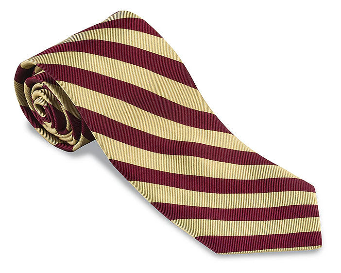 R Hanauer Tie - Old Gold and Red Stripe Beach