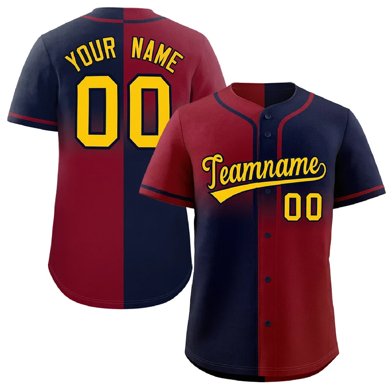 Custom Navy Crimson Personalized Symmetrical Gradient Design Authentic Baseball Jersey British Gentleman Style