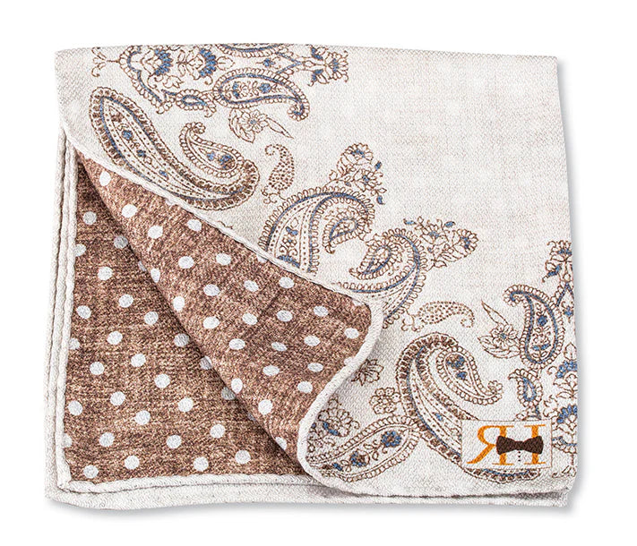 R. Hanauer Pocket Square - White Paisley & Dot Lumberjack