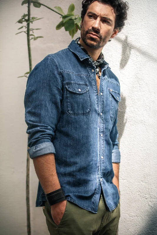 Sunday Shirt Light Denim Casual Men's Japanese 