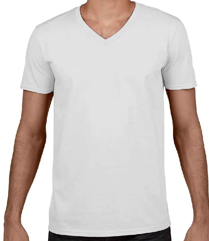 Gildan SoftStyle® V Neck T-Shirt | White Polished Men's Silk