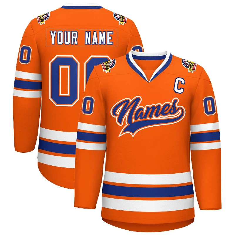 Custom Orange Royal Orange-White Classic Style Hockey Jersey Practical Men's Multi