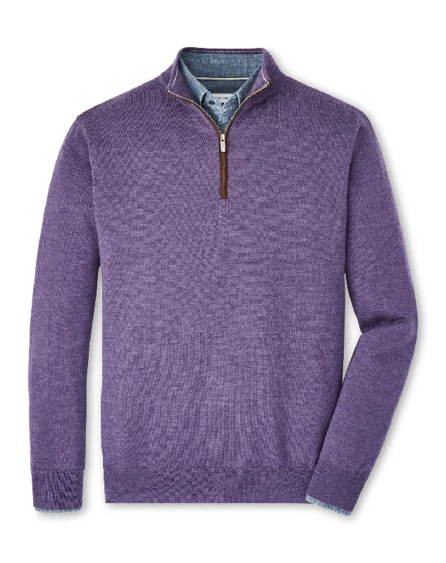 Peter Millar Autumn Crest Suede Trim Quarter Zip Modern Men's 