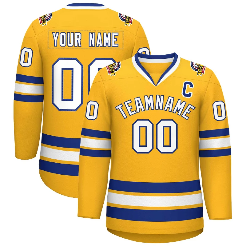 Custom Gold White-Royal Classic Style Hockey Jersey Casual Men's Short