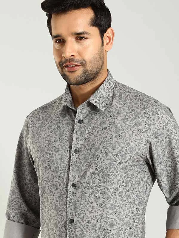 Men Printed Full Sleeve Cotton Stretch Shirt Stylish Men's Tropical 