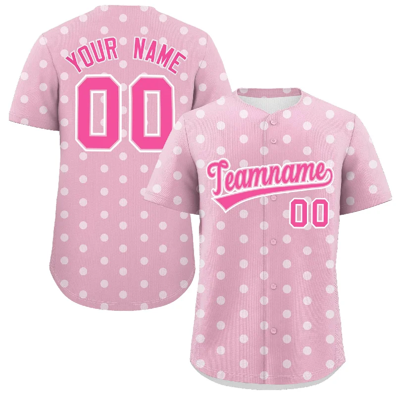 Custom Light Pink White Personalized Polka Dot Graffiti Pattern Authentic Baseball Jersey Trendy Men's Oversized