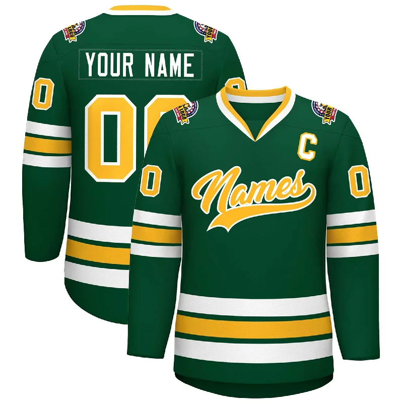 Custom Green Gold-White Classic Style Hockey Jersey Trendy Men's Scandinavian