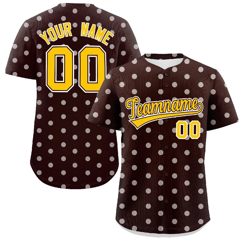 Custom Brown White Personalized Polka Dot Graffiti Pattern Authentic Baseball Jersey Organic