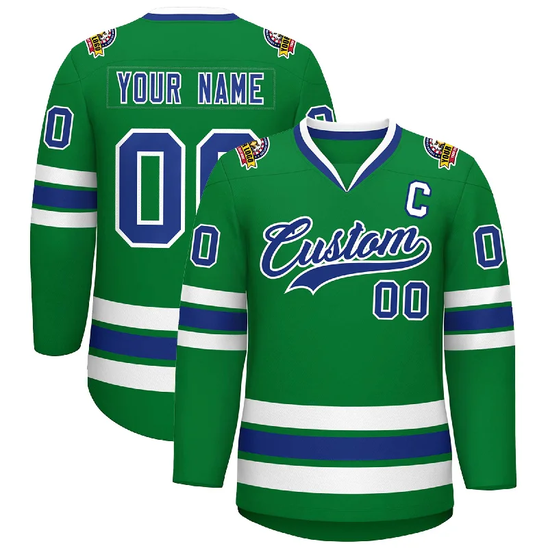 Custom Kelly Green Royal-White Classic Style Hockey Jersey Sharp Men's Italian