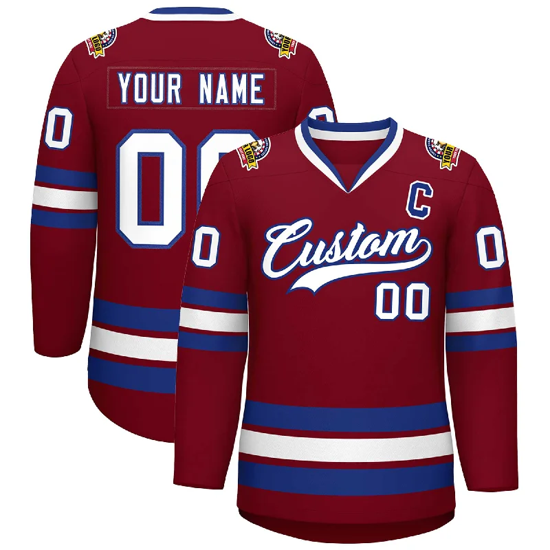 Custom Crimson White-Royal Classic Style Hockey Jersey Organic