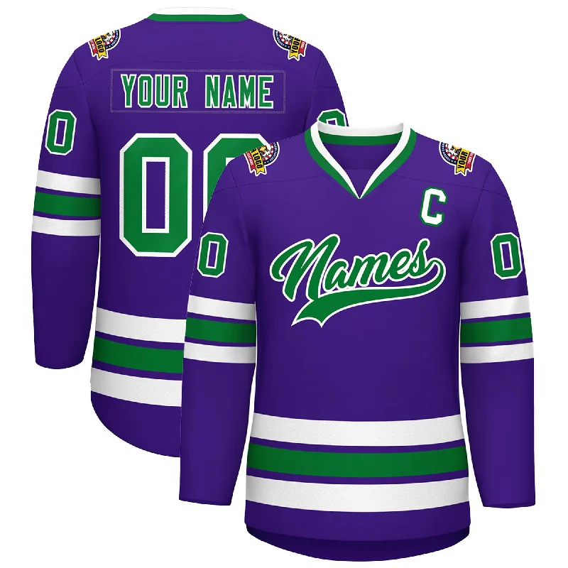 Custom Purple Kelly Green-White Classic Style Hockey Jersey Hip Men's Urban