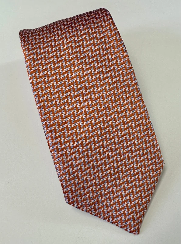 David Donahue Tie - Pumpkin Check Refined Men's Classic 