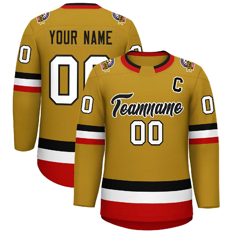 Custom Old Gold Black-White Classic Style Hockey Jersey Cclassic Men's Tweed