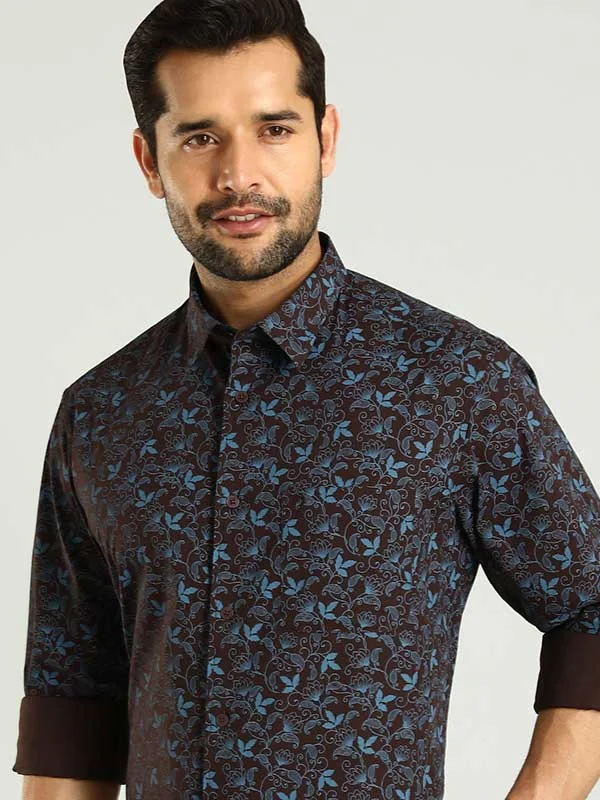 Men Printed Full Sleeve Cotton Stretch Shirt Luxurious Men's High