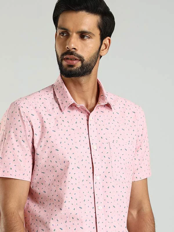 Men Printed Half Sleeve Cotton Shirt Sleek Men's Contemporary 