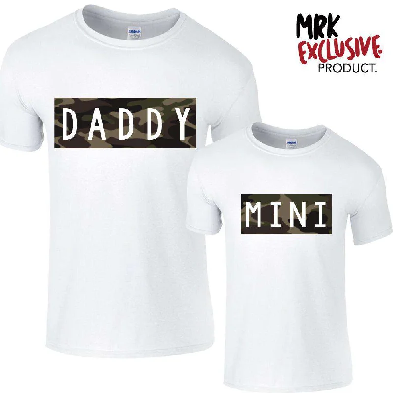 Matching Daddy & Mini Camo White Tee's (MRK X) Tough Men's Tactical