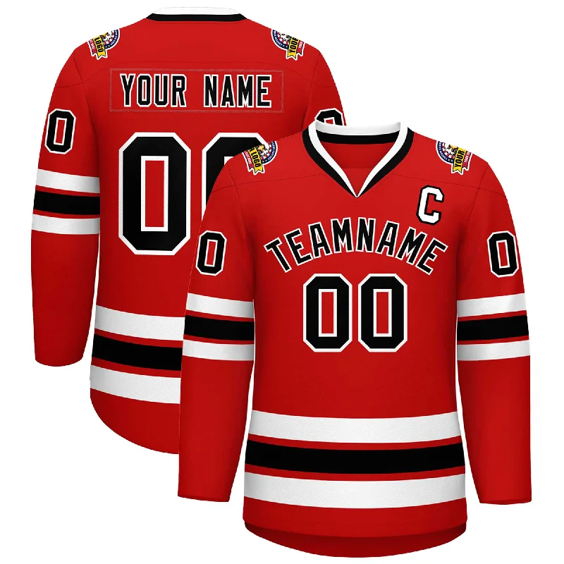 Custom Red Black-White Classic Style Hockey Jersey Street