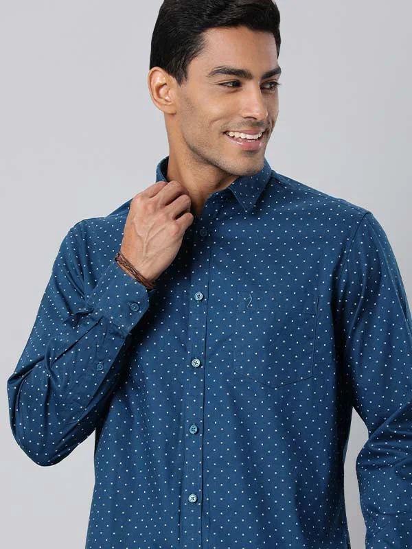 Men Printed Full Sleeve Cotton Stretch Shirt Confident Men's High