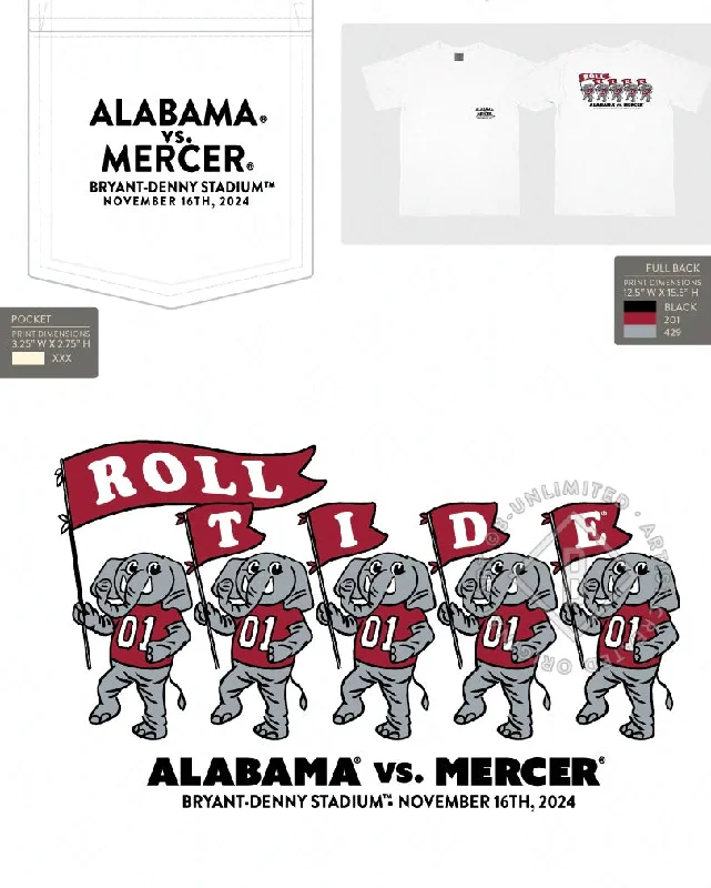 The Shirt Shop Alabama vs Mercer Gameday T-Shirt Practical Men's Quick