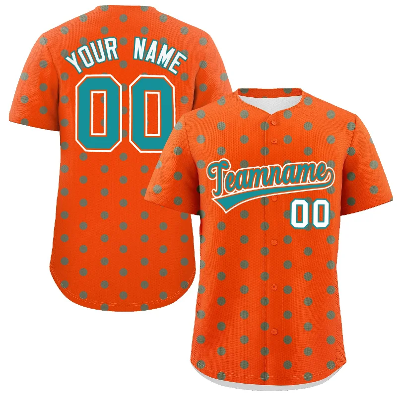 Custom Orange Aqua Personalized Polka Dot Graffiti Pattern Authentic Baseball Jersey Casual Men's Short