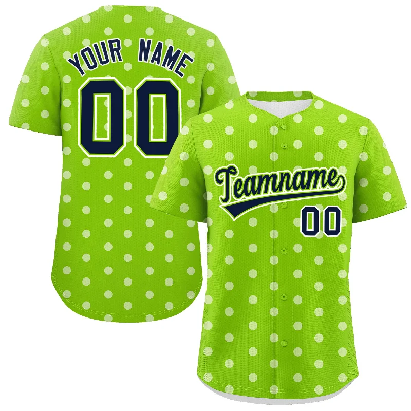 Custom Neon Green White Personalized Polka Dot Graffiti Pattern Authentic Baseball Jersey Youthful Men's Anime