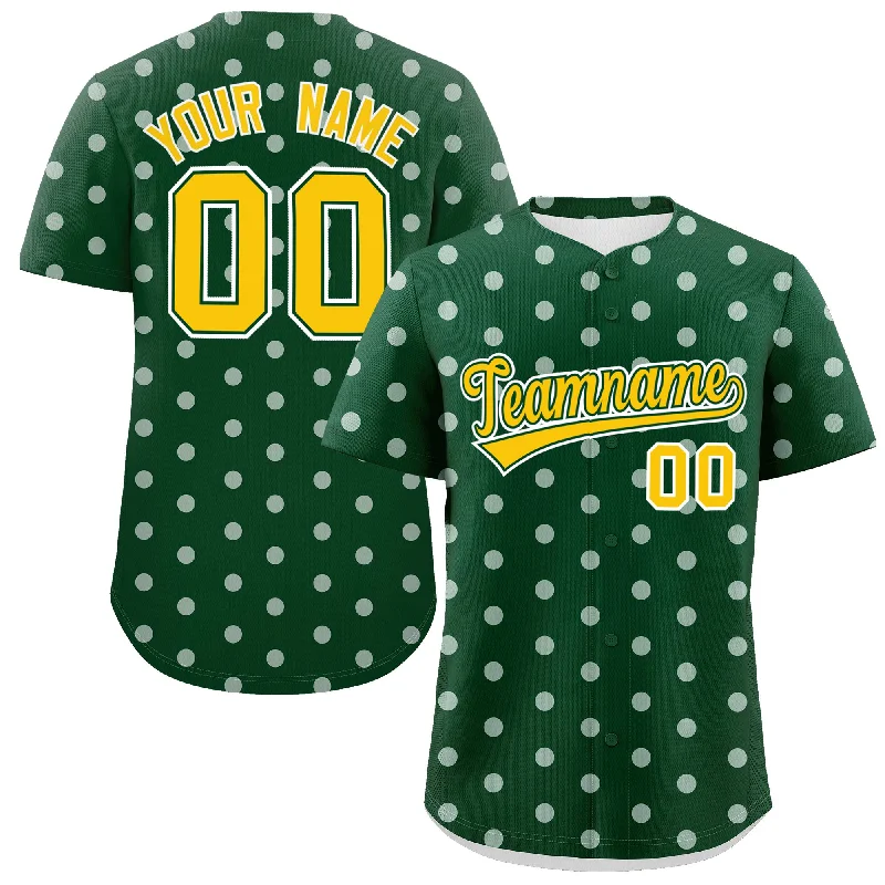 Custom Green White Personalized Polka Dot Graffiti Pattern Authentic Baseball Jersey Tailored