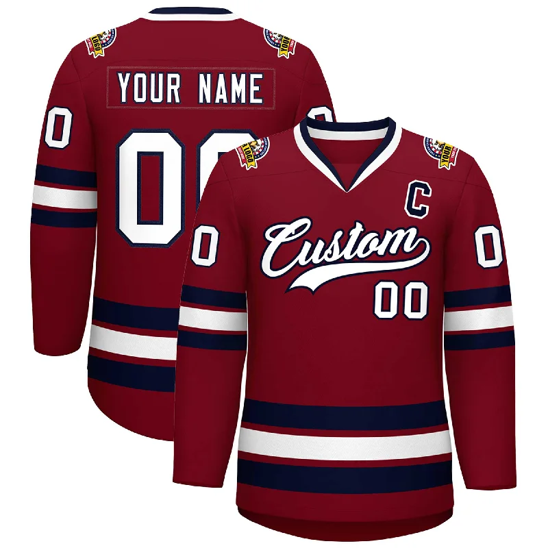 Custom Crimson White-Navy Classic Style Hockey Jersey Trendy Men's Oversized